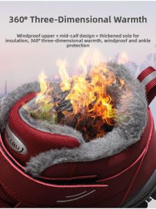 Waterproof Leather Surface Elderly Shoes Winter Warm Anti-slip Fleece Lined Sports Walking Shoes for Men And Women