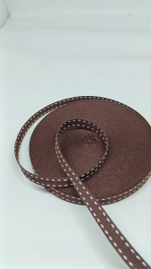 Tali Webbing Lanyard 1 cm Halus Warna Coklat Bintik / Garis Putus Putih Harga Per Rol isi 19 Meter