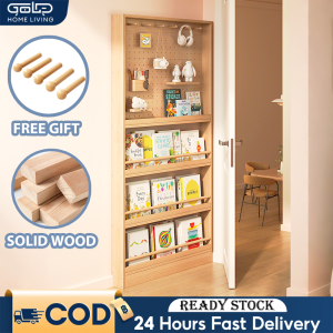 GOLD Solid Wood Shelf With Pegboard Multi-Layer Shelf Multi-Layer Cabinet Household Bedroom Bookshel落地置物架