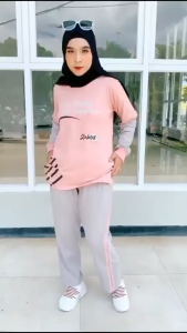 Setelan Baju Olahraga Wanita Muslimah Senam Sepeda Yoga One Set Jumbo