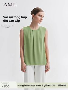 AMII | Elegant Workwear Round-Neck Sleeveless Irregular Flared Chiffon Shirt
