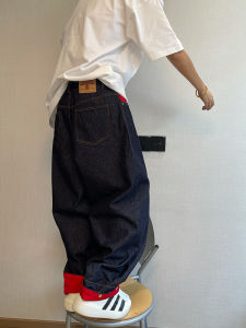 Retro American Washed Denim Jeans Men Women Straight Leg Trousers Color Collision Spring New All-Match Casual Pants