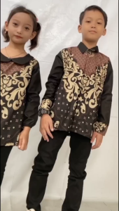 Atasan Batik Anak Cowok Cewek Kemeja Batik Anak Usia 2-15 Tahun Lengan Panjang
