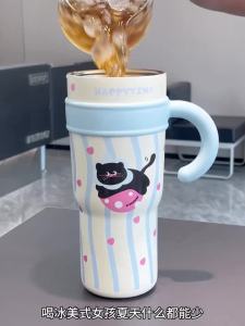 Large capacity water cup giant cup straw 316 stainless steel insulated cup female 2024 new model high appearance