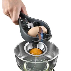 Egg Cracker Stainless Steel Egg Opener Automatic Egg Cracking Tool Handheld Easy Eggshell CutterEggshell Cutter Egg Separator Creative Kitchen Tools