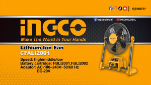INGCO 20V 13" CORDLESS FAN | AC/DC POWERED | CFALI2001