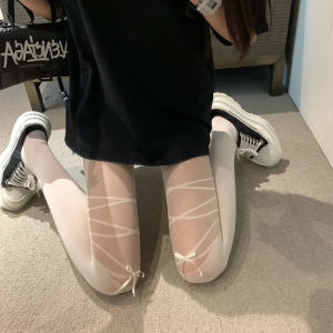 White Thin Silk Stockings Transparent Base Layer Spring Autumn Snowflake Design Womens Pantyhose Ring for Lolita Fashion