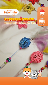 RaffiaPaws Teaser – Colourful Raffia Star & Ball with Catnip for Cats