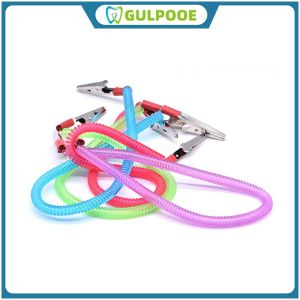 GULPOOE 1pcs Dental Bib Clips Chains Coil Napkin Holder Elastic Dental Bib Clip Dentistry Material Dentist Tools Lab Tools