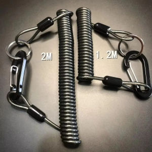 Lost Rope 1.2m/2m Elastic Roll Key Hanging Rope Steel Wire Spring Rope Fishing Roll Hanging Rope Fishing Hanging Rope