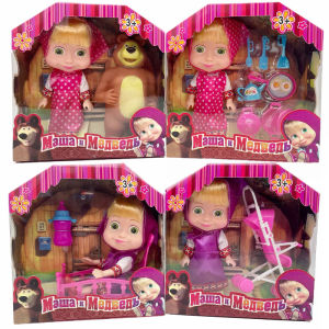 Fastshipment 6.5 inch Masha And The Bear Anime Figure Models Toys Kawaii Doll Cartoon Pvc figure Model gift box for Kid