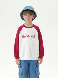 Marc&Janie | Vintage Color-blocked Letter Boys Sweatshirt Hoodie for Spring and Autumn Red