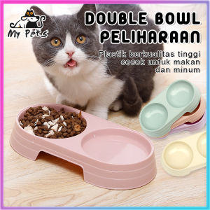 Mangkuk Kucing Anjing Ganda 2 in 1 Anti Licin Anti Semut Mangkuk Makan Bulat Aksesoris Hewan Peliharaan