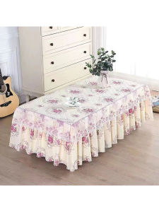 Living Room Tea Tablecloth Full Cover Lace Rectangular Tea Table Cover Home Use Waterproof Dustproof Pad Coconut Palm Brand