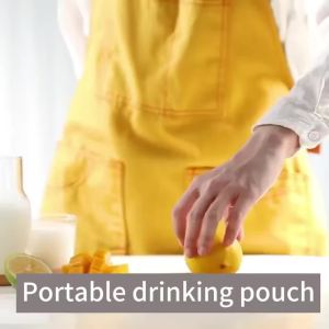 Straw Drink Bag Resealable Zipper Leakproof Drink Bag Handheld Standing Smoothie Bag Reusable Translucent Juice Bag