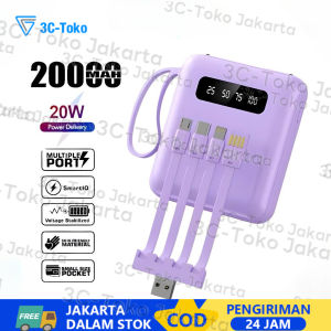 Mini Powerbank 20000 mAh dengan 4 USB Fast Charging & LED Senter