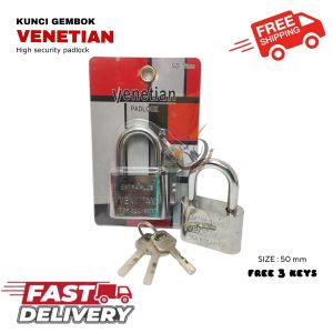 Gembok Pagar Rumah 50mm leher pendek /VENETIAN PADLOCK EXTRA PLUS TOP SECURITY HIGH QUALITY PADLOCK.