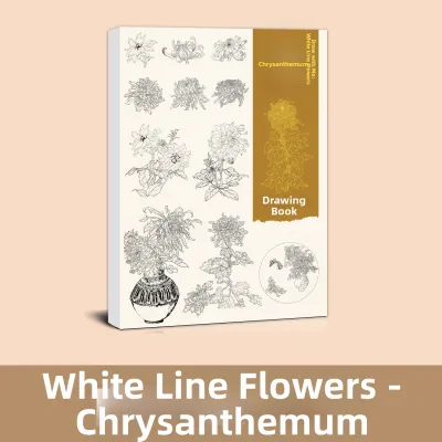 White Line Drawing Flower Copybook Draft Sketch Book for Children Art Control Training and Beginner Adult Relaxation
