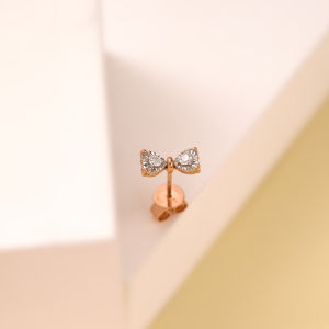 Chow Sang Sang 周生生 Daily Luxe Fantasy 18K Rose Gold Diamond Single Bowtie Earring 93032E [Sold Single Not Pair]
