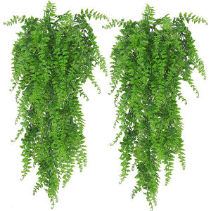 80cm Persian Fern Leaves Vines Room Decoration Hanging Artificial Plants Plastic Leaves Grass Wedding Party Wall Balcony Decoration