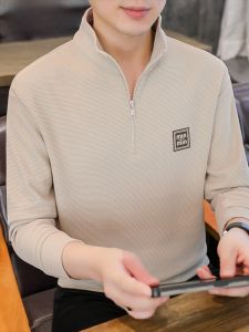 HENGYUANXIANG | Hengyuanxiang Mens Hoodie Stand Collar Long Sleeve Casual Fashionable Autumn Top Dad Shirt Standard Fit Anti-Wrinkle Treatment