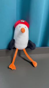 Cute Cartoon Red Hat Bird Plush Toy Adorable Arctic Animal Stuffed Plushie Super Soft Russian-Style Polar Bird Gift Kids Teens