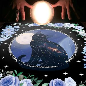 Spirit Cat Whisper Pattern Tarot Tablecloth Witchcraft Divination Accessory Washable Tablecloth