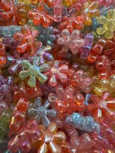70 pcs cute transparent flower beads size 15 mm mix colors for diy beading jewelry accessories