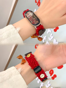 UHADA Christmas Woolen Roll Magnetic Smart Band for Xiaomi Band 8 NFC Creative Accessories Womens Knitted Bracelet Autumn Winter