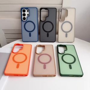 Matte Contrast Color Magnetic Phone Case For Magsafe Samsung Galaxy S26 Plus S25 FE S24 S23 S22 Ultra Shockproof Protect Cover