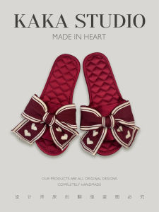 Love Knitted Butterfly Knot Home Slippers Satin Anti-slip Soft Bottom Ladies Indoor Outdoor Wear Spring Summer New Style