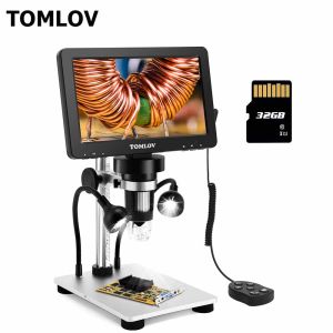 TOMLOV DM9 7-Inch 1080P LCD Digital Microscope With Wired Remote 1200x Magnification Handheld Microscope With Video Recorder For Coin Outdoor Observation Pcb Repair