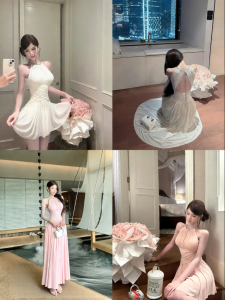 Halter-neck Sleeveless Long Dress 2026 Early Autumn New French Style Waist-Defining