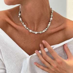 Lacteo Hợp Thời Trang Vàng Đính Hạt Vòng Đeo Cổ Cho Nữ Retro Giả Ngọc Trai Hình Học Choker Thời Trang Phụ Kiện Trang Sức Cho Tiệc Hàng Ngày