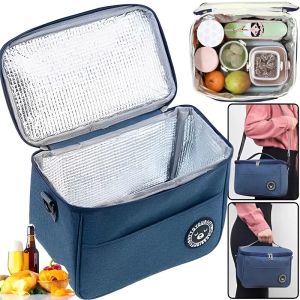 Portable Picnic Bag Thermal Insulated Lunch Box Tote Cooler Handbag Waterproof Backpack Bento Pouch School Food Storage Bags