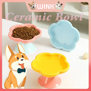 Pet Flower Ceramic Bowl High Leg Protection Cervical Spine Anti-dirty Chin Easy Cleaning Cat Dog Food Bowl Pet Supplies