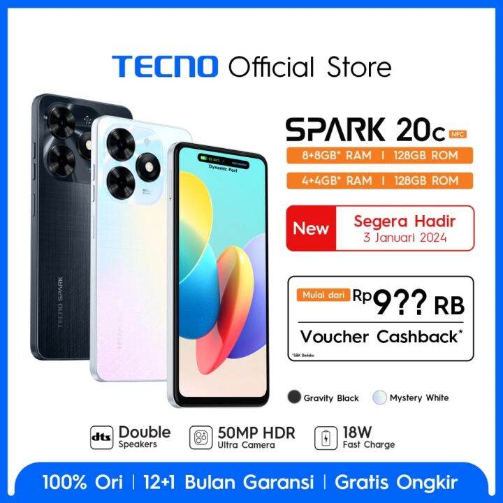 TECNO SPARK 20C RAM 8+8/128GB GARANSI RESMI | Lazada Indonesia