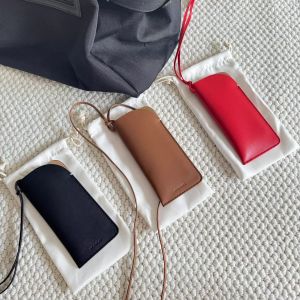 Mini Leather Eyeglass Bag Pendant Lanyard Genuine Leather Neck Hanging Coin Purse Card Holder Casual Shoulder Bag for Youth