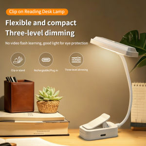 Rechargeable LED Night Light Clip-on Learning Desk Lamp Mini Eye Protection Book Light 3 Color Temperature Study Reading Lamp