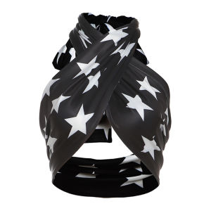 เสื้อกล้ามแขนกุดลายดาวคล้องคอแบบไขว้ ทรงสลิมฟิต สำหรับผู้หญิงวัย 18-24 ปี ฤดูร้อน 2025 โพลีเอสเตอร์ แขนสั้น แฟชั่นสตรีท