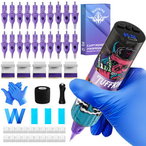 ชุดสักลายยอดนิยม Tuffking สไตล์พังก์ เครื่องสักลายแบบไม่ใช้ของเหลวระดับมืออาชีพ เข็มสักลาย อุปกรณ์สักลาย