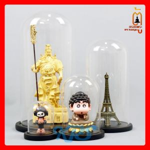 โหลแก้ว ครอบแก้ว ฐานไม้ดำ ฝาครอบกระจก โดมแก้วพร้อมฐาน โดมแก้ว ครอบหน้ารถ ตู้กลม GlssDome ครอบกลม ขวดแก้ว ตู้ครอบพระ โดมแก้วครอบ โดมครอบแก้ว - Lazada