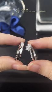 Nhẫn Đôi Kim Cương Moissanite Cao Cấp JENSY Kiểm Định GRA "Cupid Kiss" NDJ6 Nhẫn Cặp Đôi Bạc