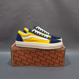 SEPATU VANS21 OLD SKOOL VAULT OG KUNING NAVY LIST PUTIH KANVAS 36-43