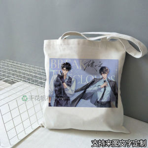 Large Capacity Canvas Bag with Zipper Single Shoulder Handheld Tote Bag for Students Book Carrying Bag Casual Cartoon Print