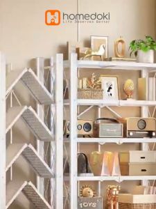 Homedoki Rak Lipat penyimpanan multifungsi 5 tingkat/rak penyimpanan gudang/rak penyimpanan dapur/lemari buku