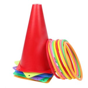 Throwing Plastic Circles Cone Obstacle Bucket Party Backyard Childrens Ring Throwing Game Outdoor Parent Child Interactive Toy