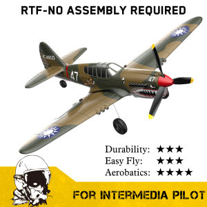 VOLANTEXRC RC Plane 2.4GHz 4CH P40 Fighter Warhawk 6-Axis Gyro 400mm Wingspan EPP One Key U-Turn Aerobatic Reomte Control Airplane For Beginners 761-13 RTF