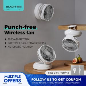 Edon Air Circulation Fan Clip & Wall-Mounted Auto Rotation with 3 Speeds Adjust E818
