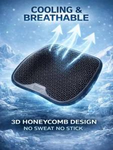 Car Seat Cushion Honeycomb Design Gel Breathable Soft and Easy To Clean Provides Comfortable Support Elastic Gel Car Seat